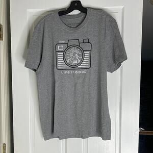 Life is Good Gray Graphic T-Shirt. Large